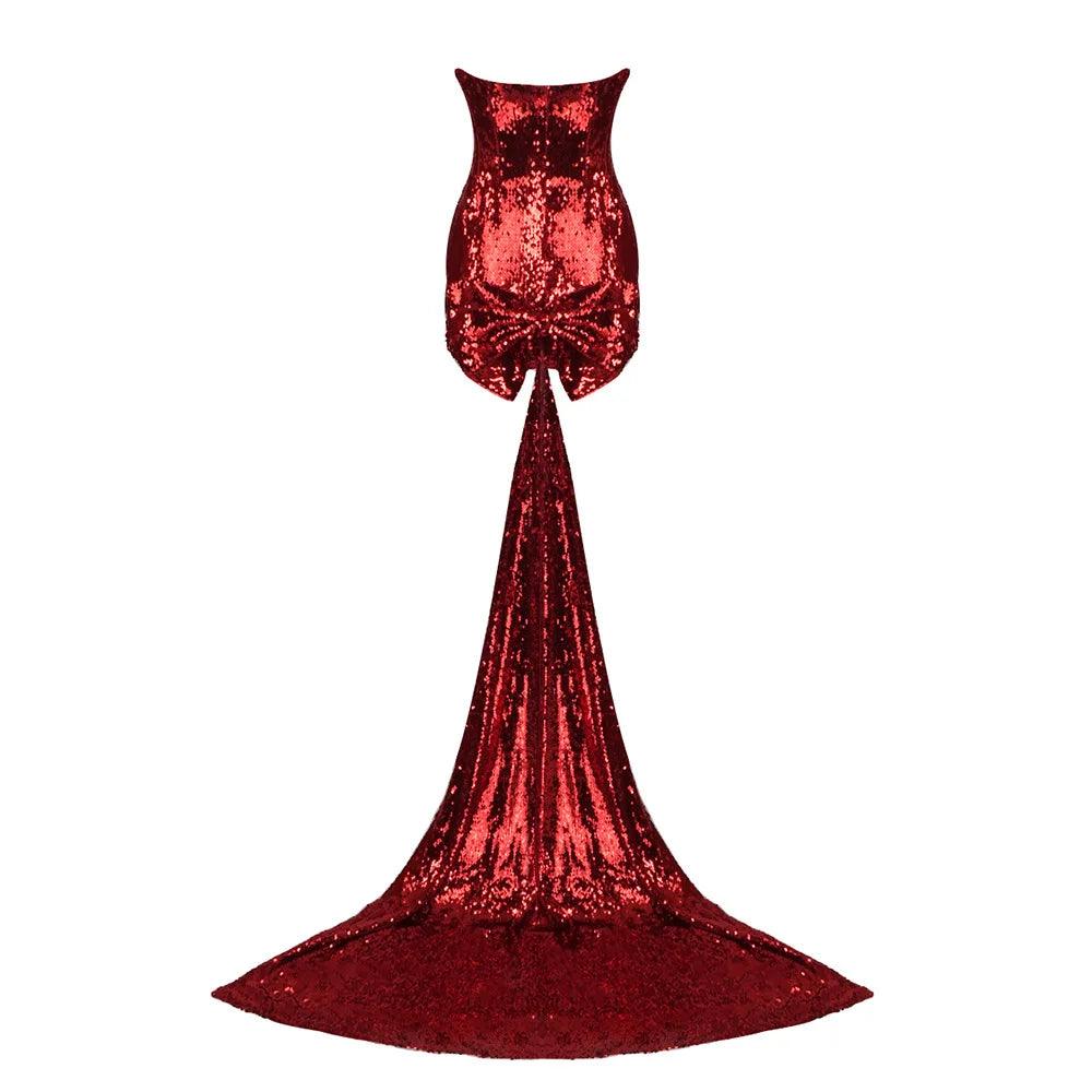 Sequin Strapless Corset Bow Back Fishtail Mini Dress - View 15