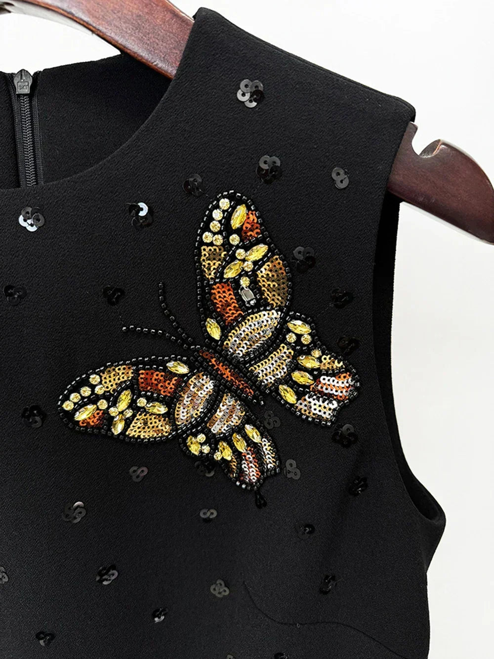 Sequin Butterfly Embellished Sleeveless A-Line Mini Dress - View 5