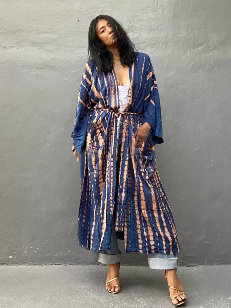 Tie Dye V-Neck Beach Cover Up