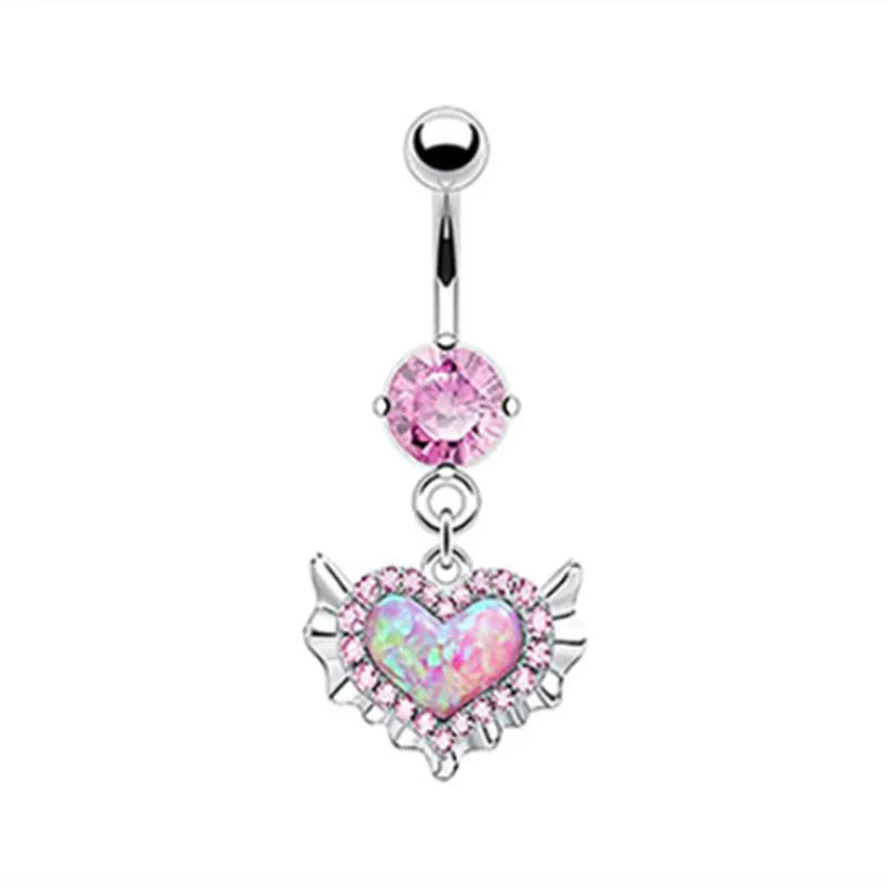 Gothic Heart Dangle Butterfly Belly Ring