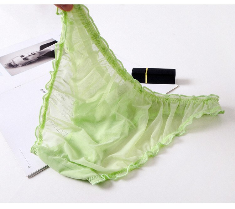 2Pcs/Lot Lace Lingerie Temptation Low-waist Panties Fruit Ins Embroidery Transparent Briefs Seamless Underwear