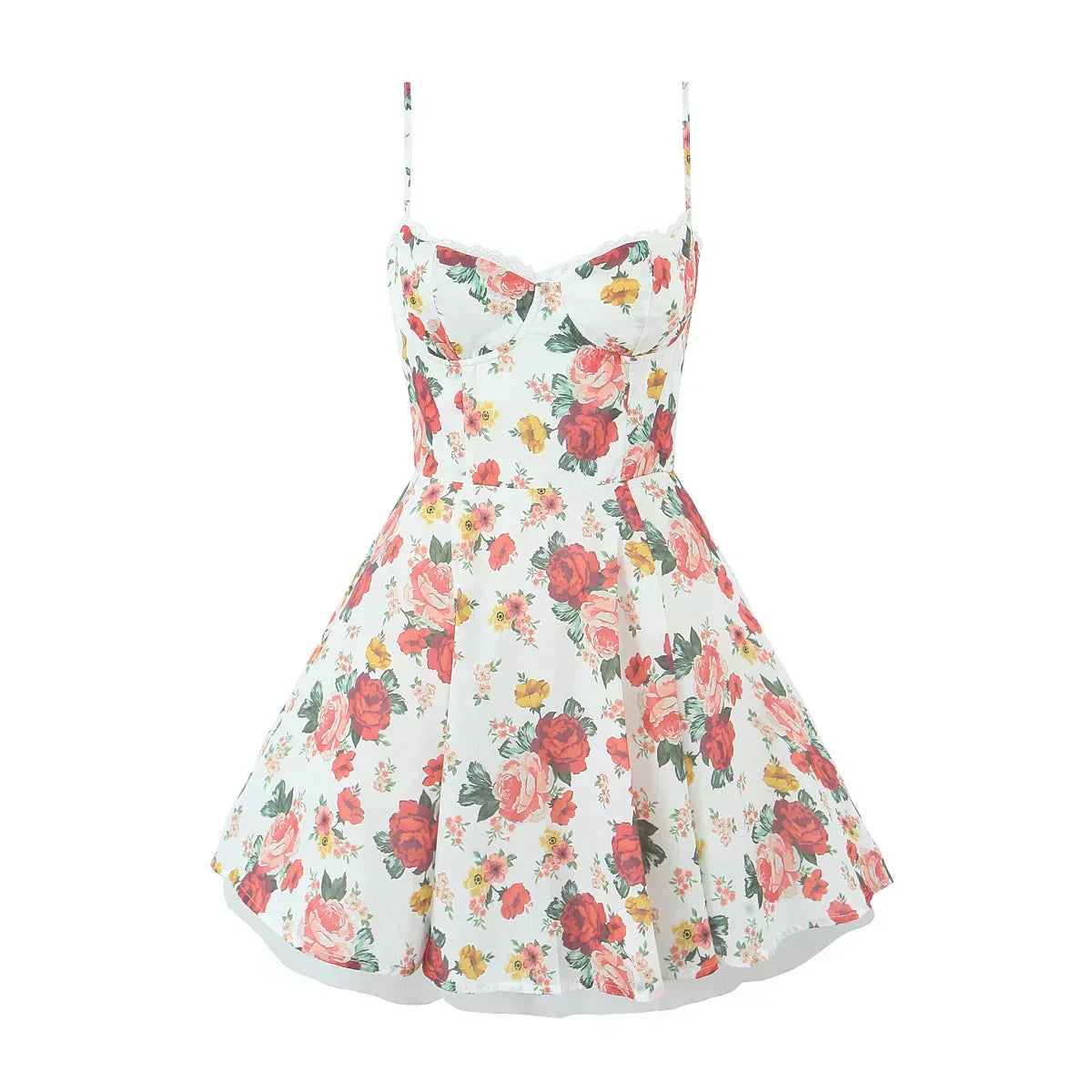 Floral Strapless Sweetheart Corset Ruffle Hem Mini Dress - View 8