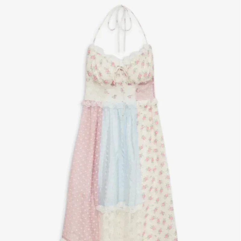 Lace Patchwork Halter Maxi Dress - View 8