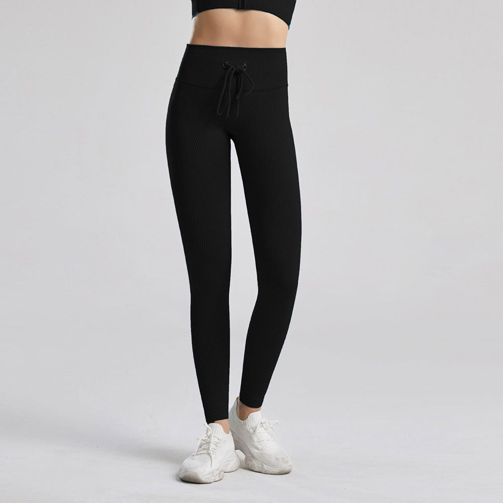 KittenAlarm - Mojoyce Ribbed Yoga Pants Women Seamless Push Up Sport Leggings Fitness Pants Tights Gym Workout Drawstring Scrunch Legging