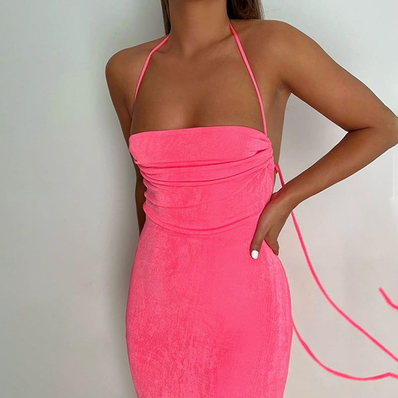 Halter Neck Open-Back Draped Cowl Maxi Dress 3