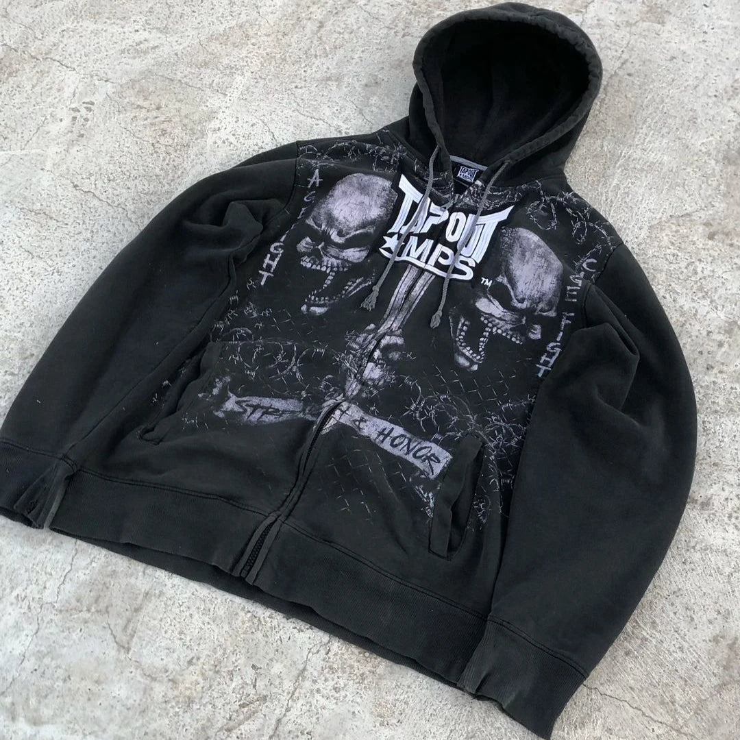 Vintage Y2K Gothic Skeleton Zipper Hoodie