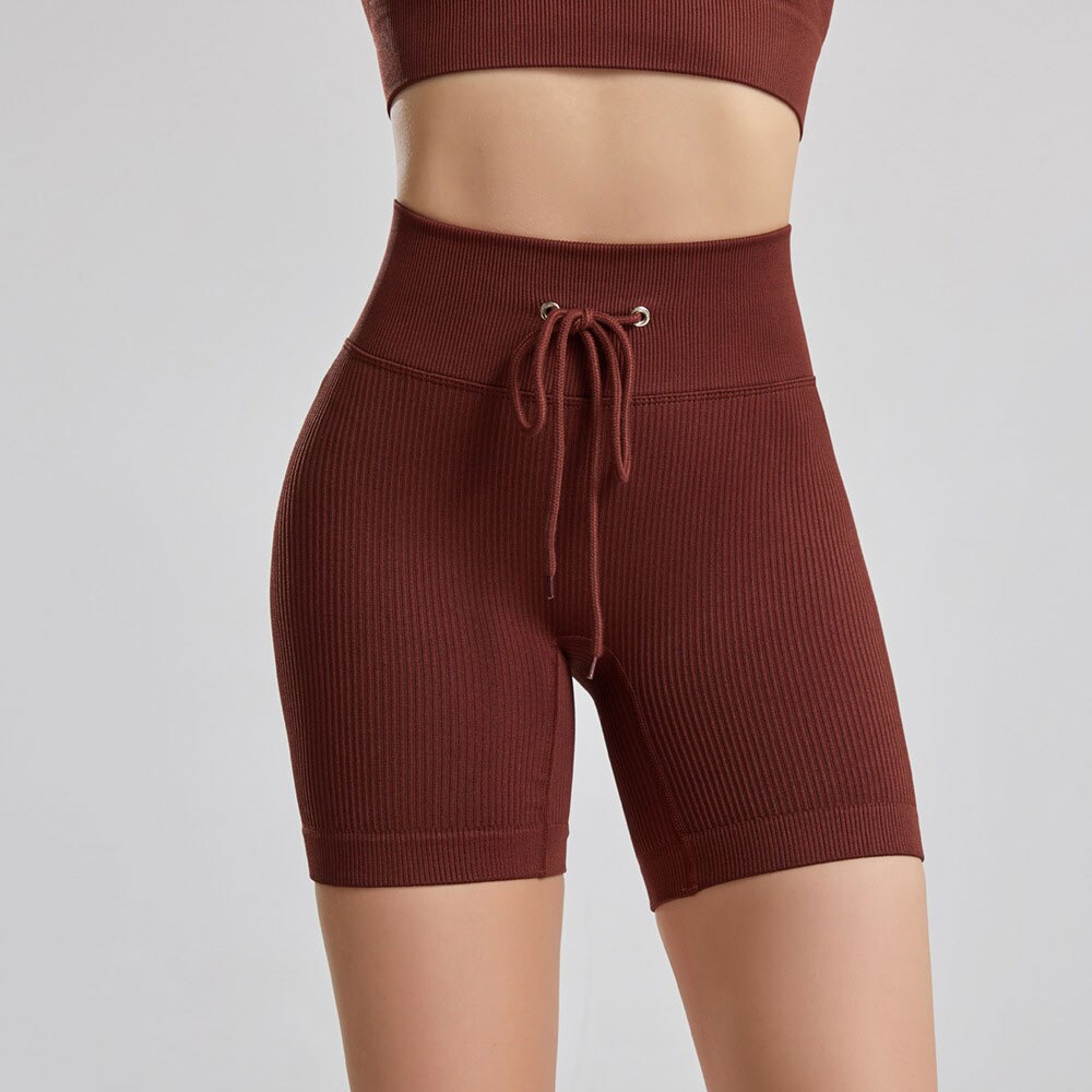 KittenAlarm - Mojoyce Ribbed Yoga Pants Women Seamless Push Up Sport Leggings Fitness Pants Tights Gym Workout Drawstring Scrunch Legging