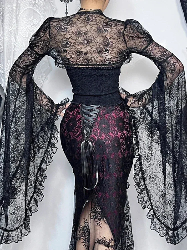 Dark Vintage Transparent Blouse