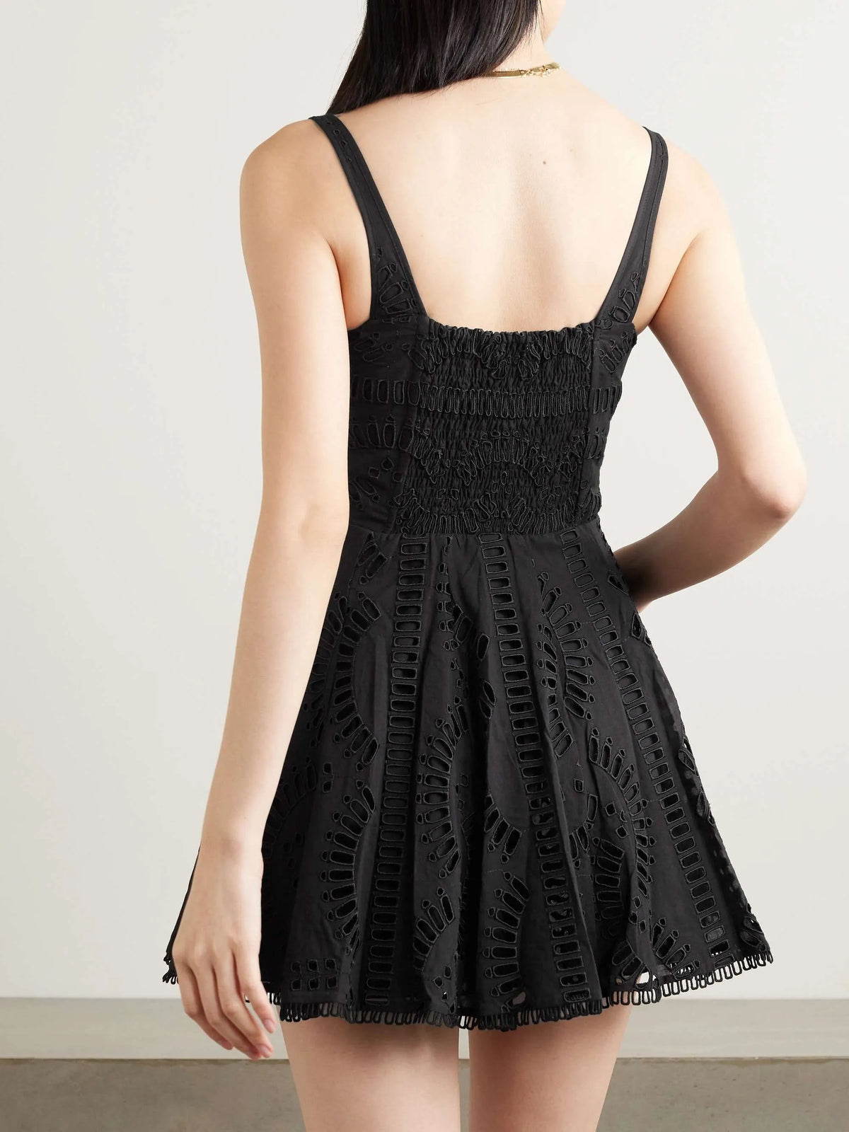 Eyelet Square Neck Button Front Fit & Flare Mini Dress 3