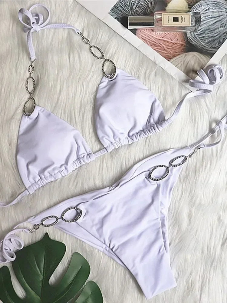 Sexy Halter Diamond Bikini Set