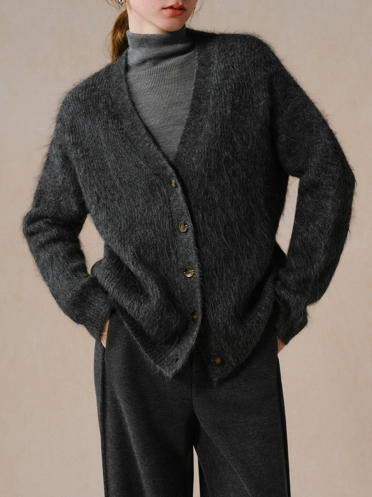 Alpaca V-neck Warm Knit Cardigan 3