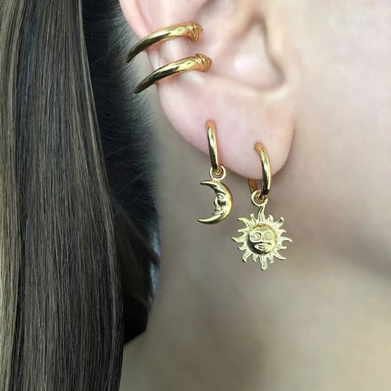 Bright Lunar Heavenly Dark Hoop Earring