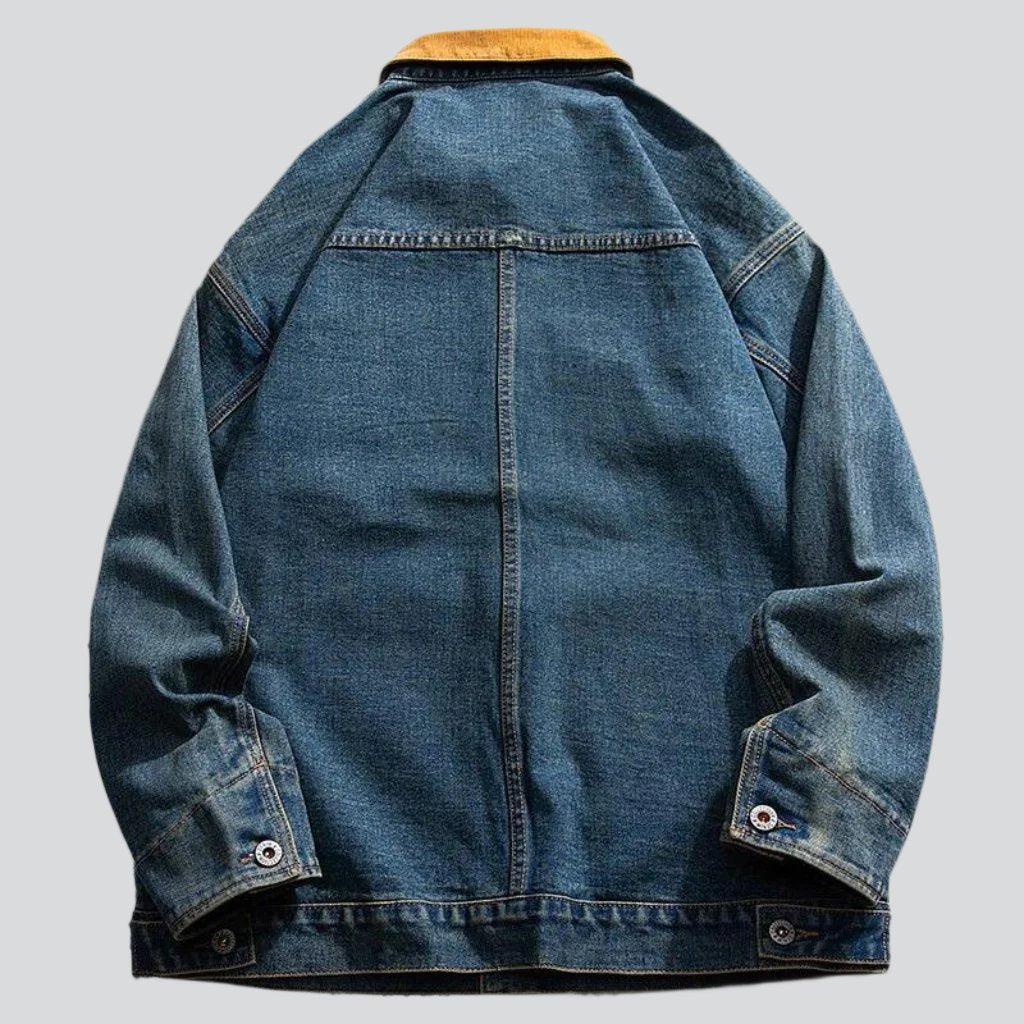 Yellow collar men's denim jacket 4