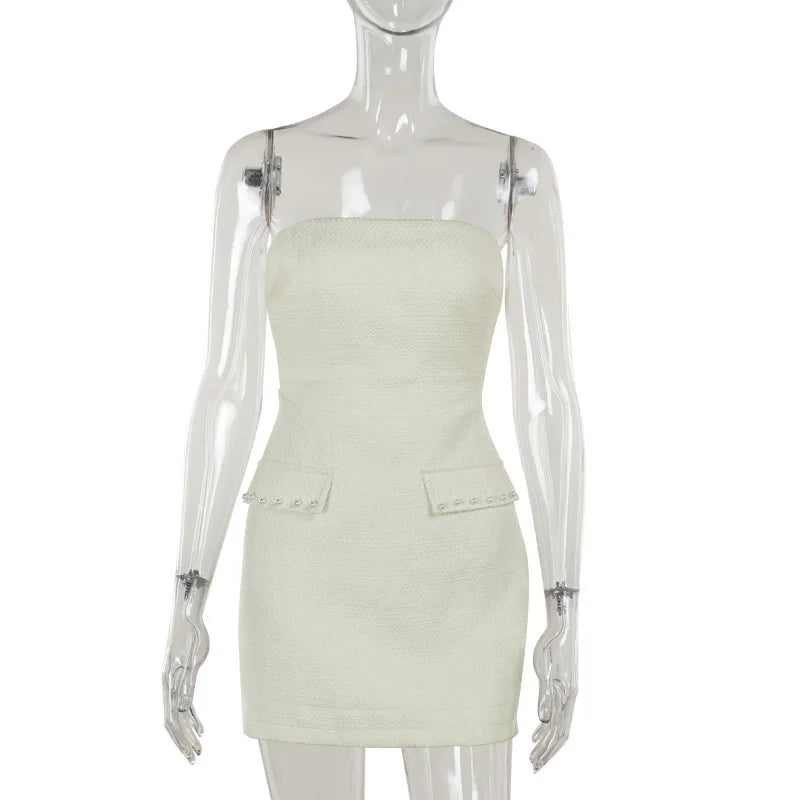 Pearl Long Sleeve Coat And Mini Strapless Dress Sets - View 8