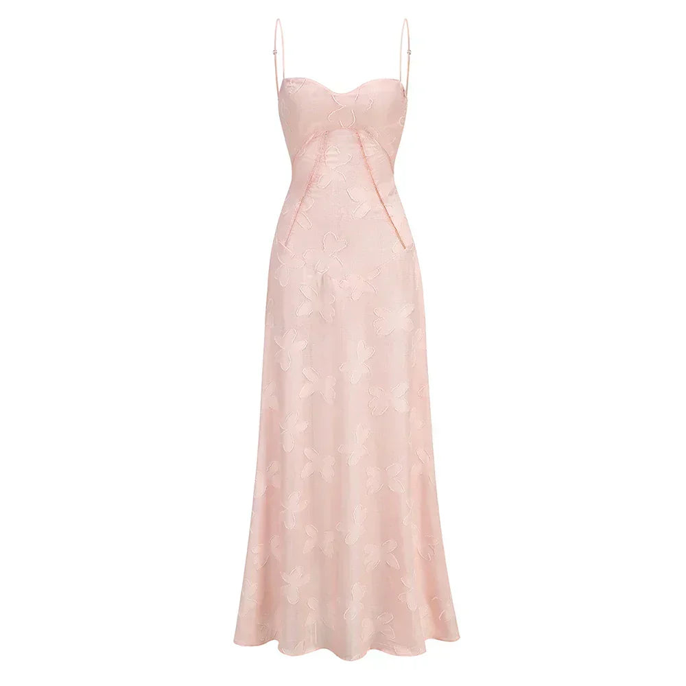 Floral Spaghetti Strap Sheer Slip Maxi Dress - View 5