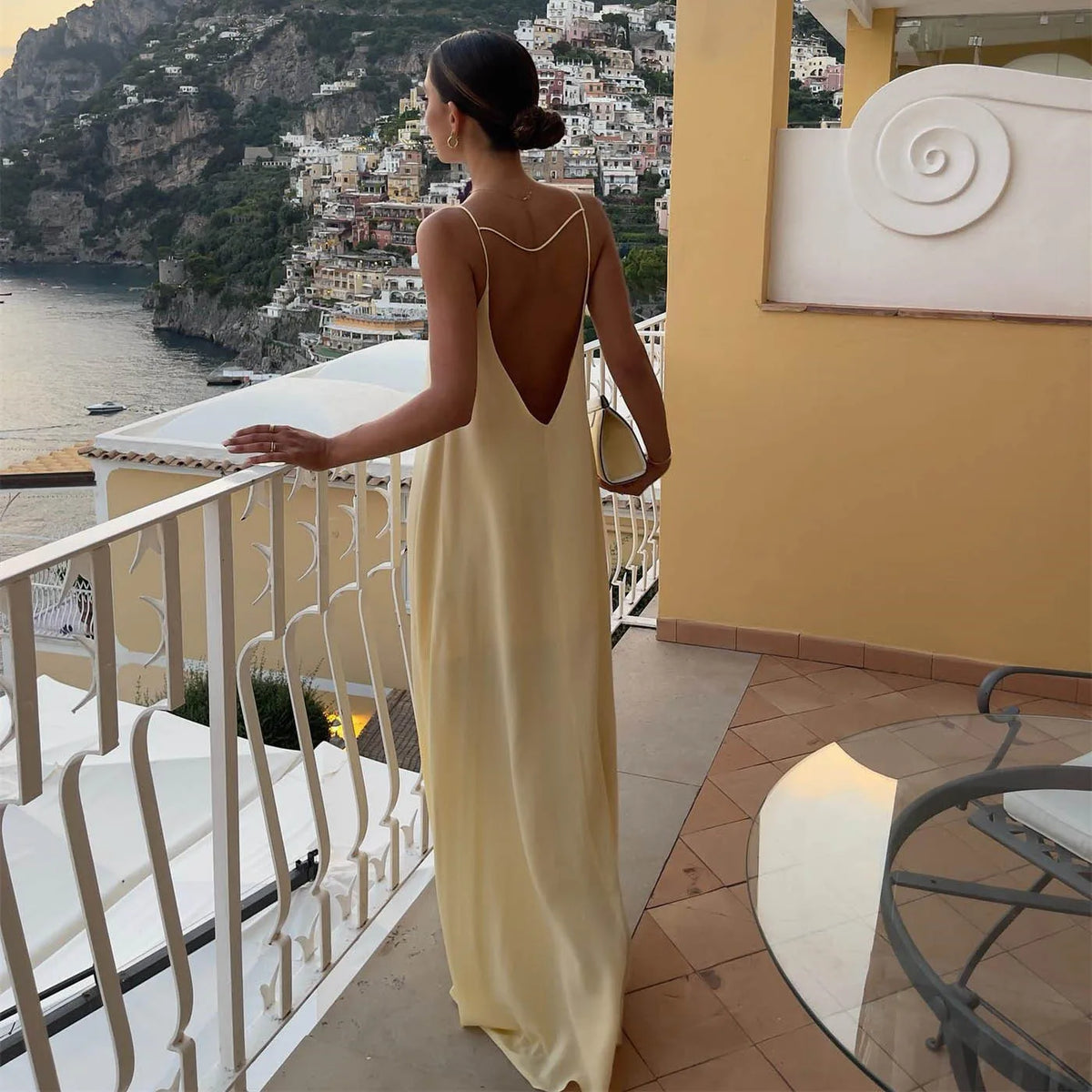Open Back Sleeveless Cut Out Satin Slip Dress - View 2