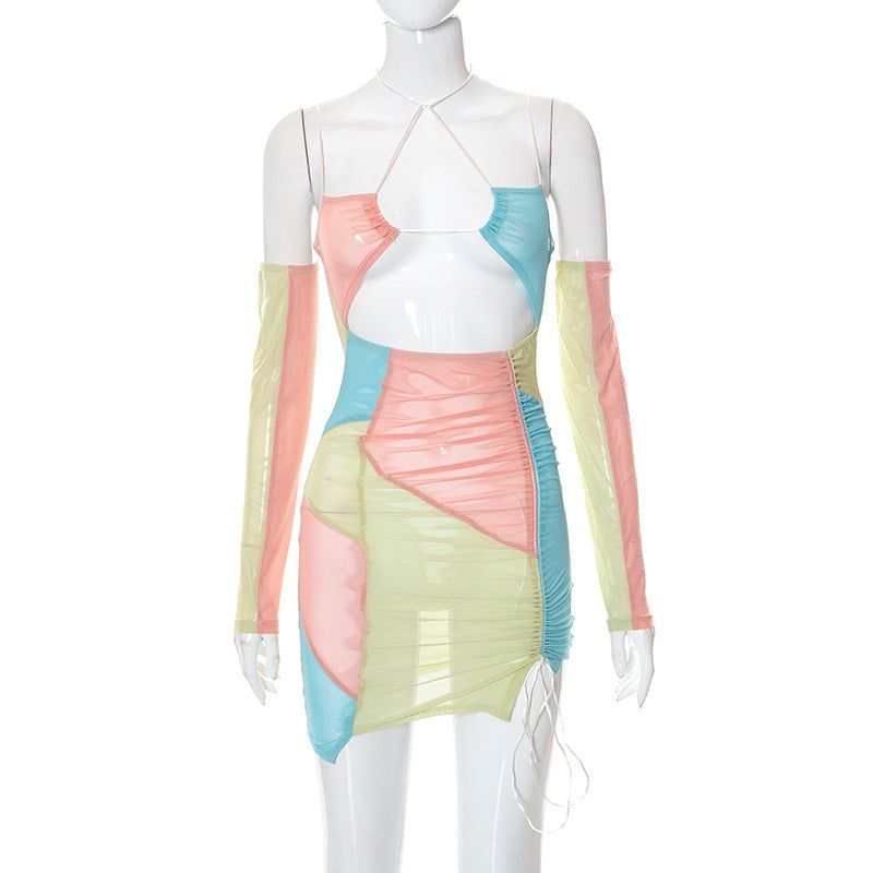 Juicy Fruit Asymmetric Ruched Mini Dress