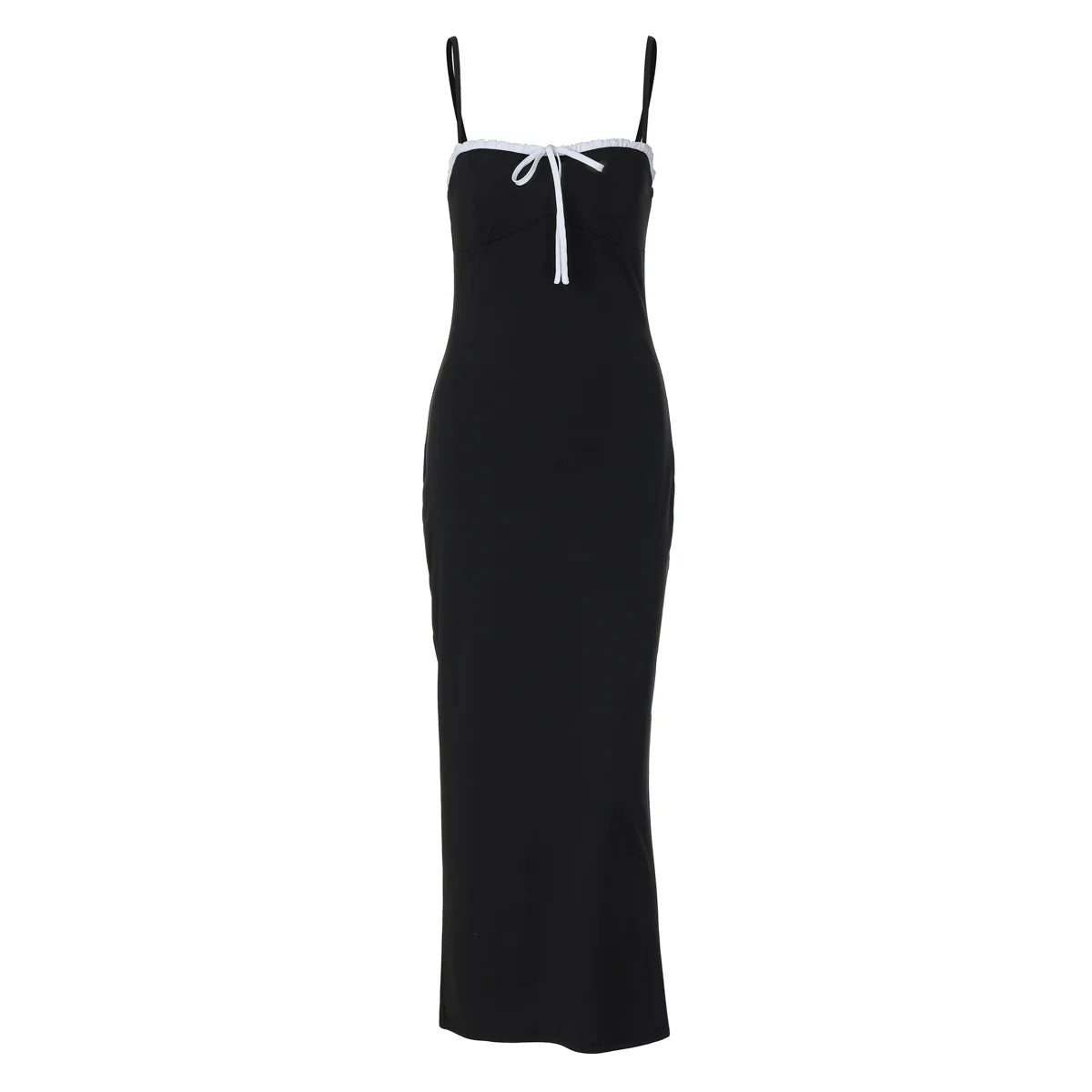 Open Back Lace Patchwork Black Maxi Dress - View 11