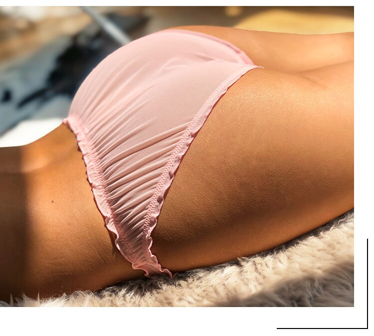 2Pcs/Lot Lace Lingerie Temptation Low-waist Panties Fruit Ins Embroidery Transparent Briefs Seamless Underwear