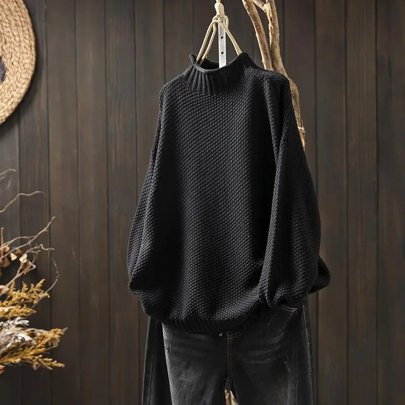 Mock Neck Long Sleeve Chunky Knit Sweater 13