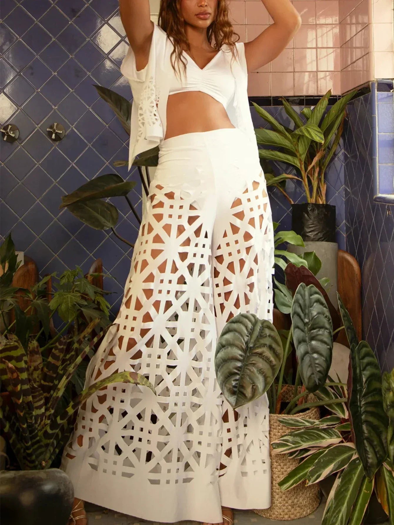 Push Up Bikini Set with Linen Three Piece Swimsuit