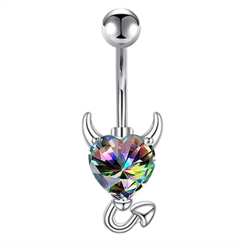 Gothic Heart Dangle Butterfly Belly Ring