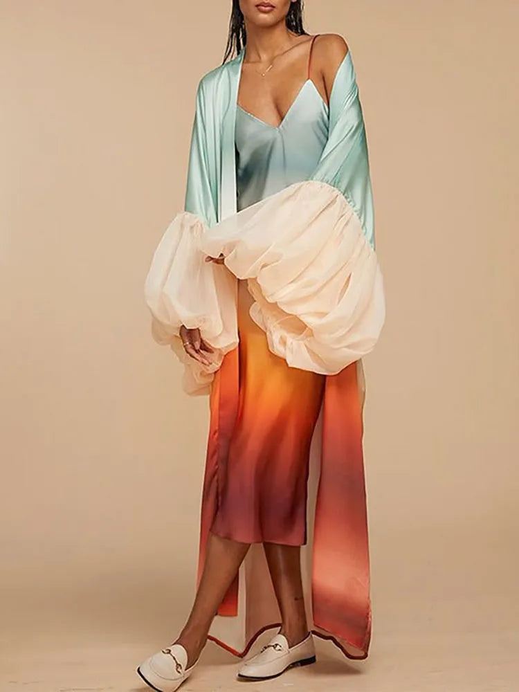 Elegant Deep V-Neck Puffed Sleeve Party Dress for Women