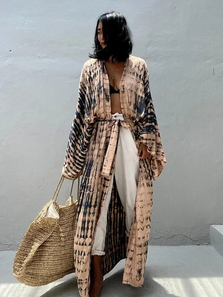 Tie Dye V-Neck Beach Cover Up