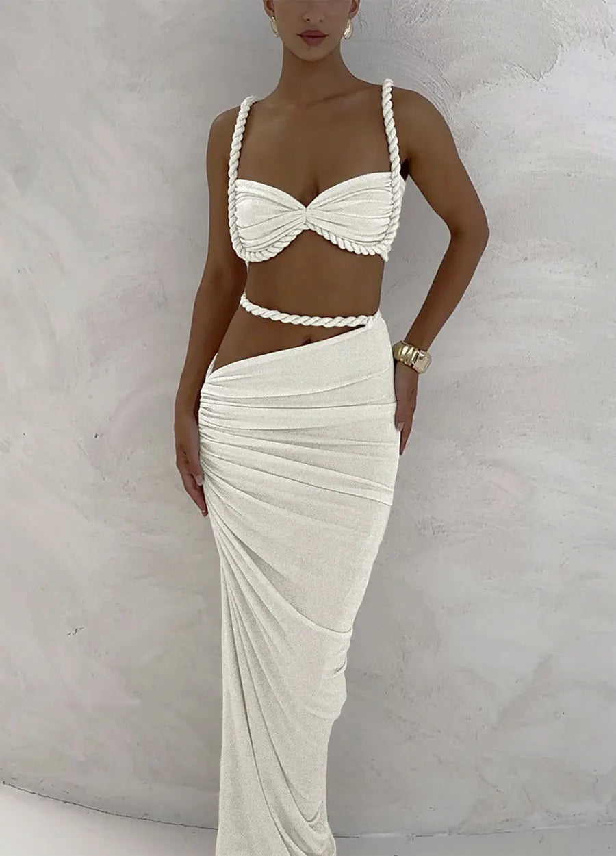 Hollow Out Backless Three Piece Swimsuit