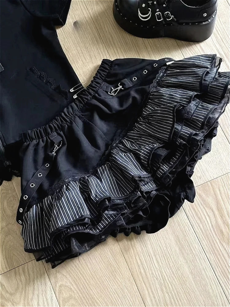 High Waist Cake Lace Vintage Skirt