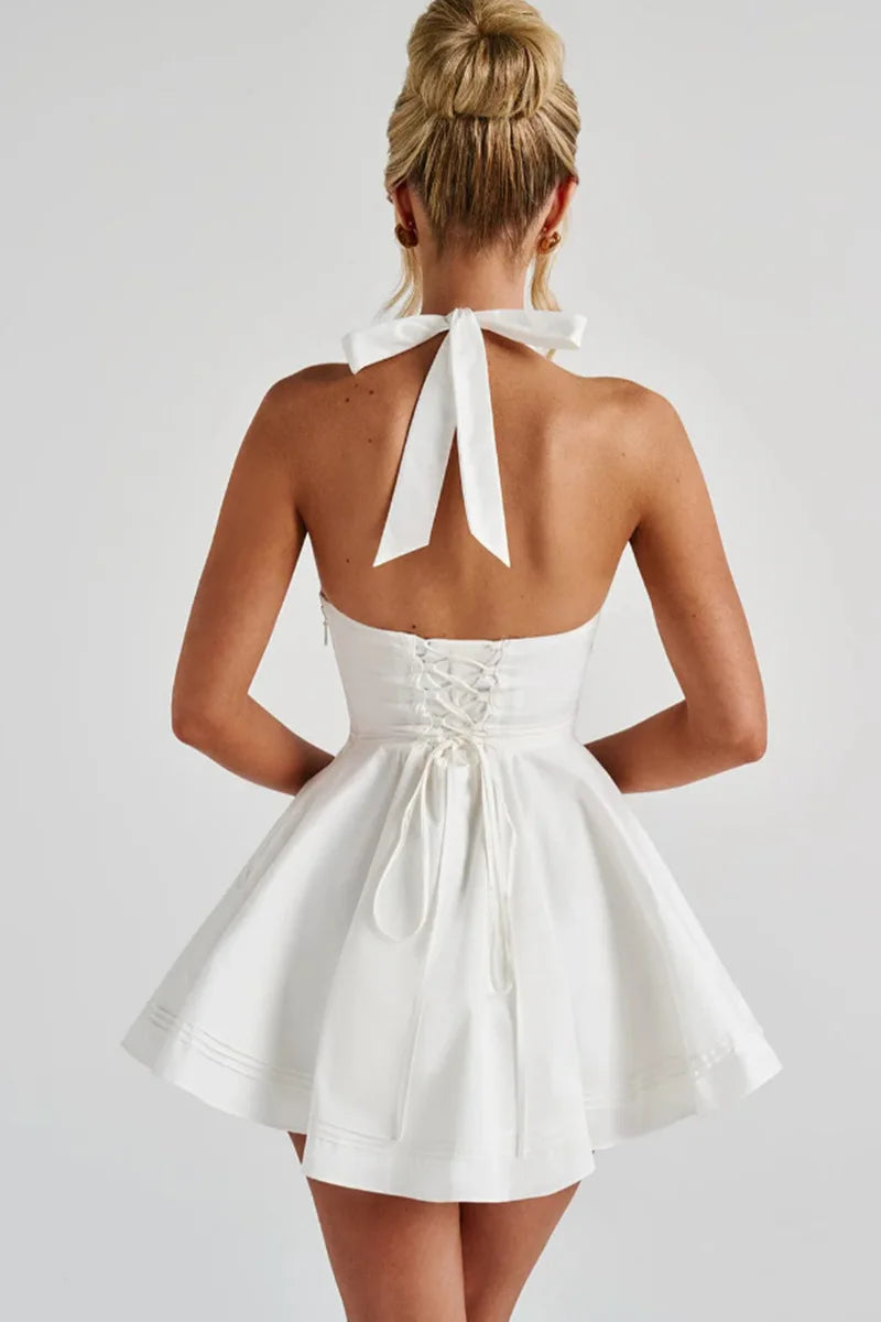 Waist Wrap A-line Mini Vacation Dress