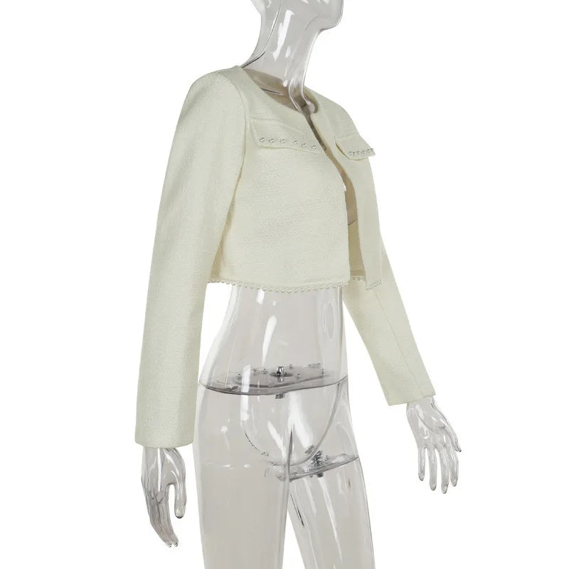 Pearl Long Sleeve Coat And Mini Strapless Dress Sets - View 13