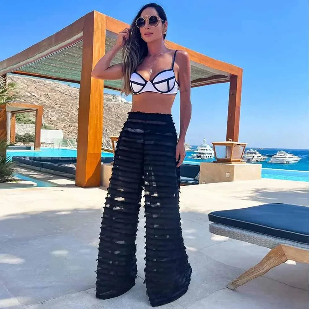 Push Up Bikini Set with Linen Three Piece Swimsuit