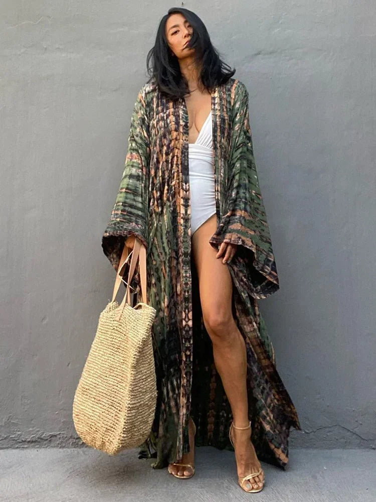 Tie Dye V-Neck Beach Cover Up