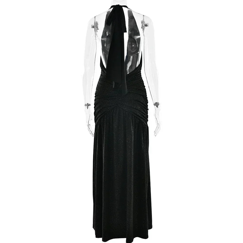 Glitter Strapless Bodycon High Split Party Midi Dress - View 8