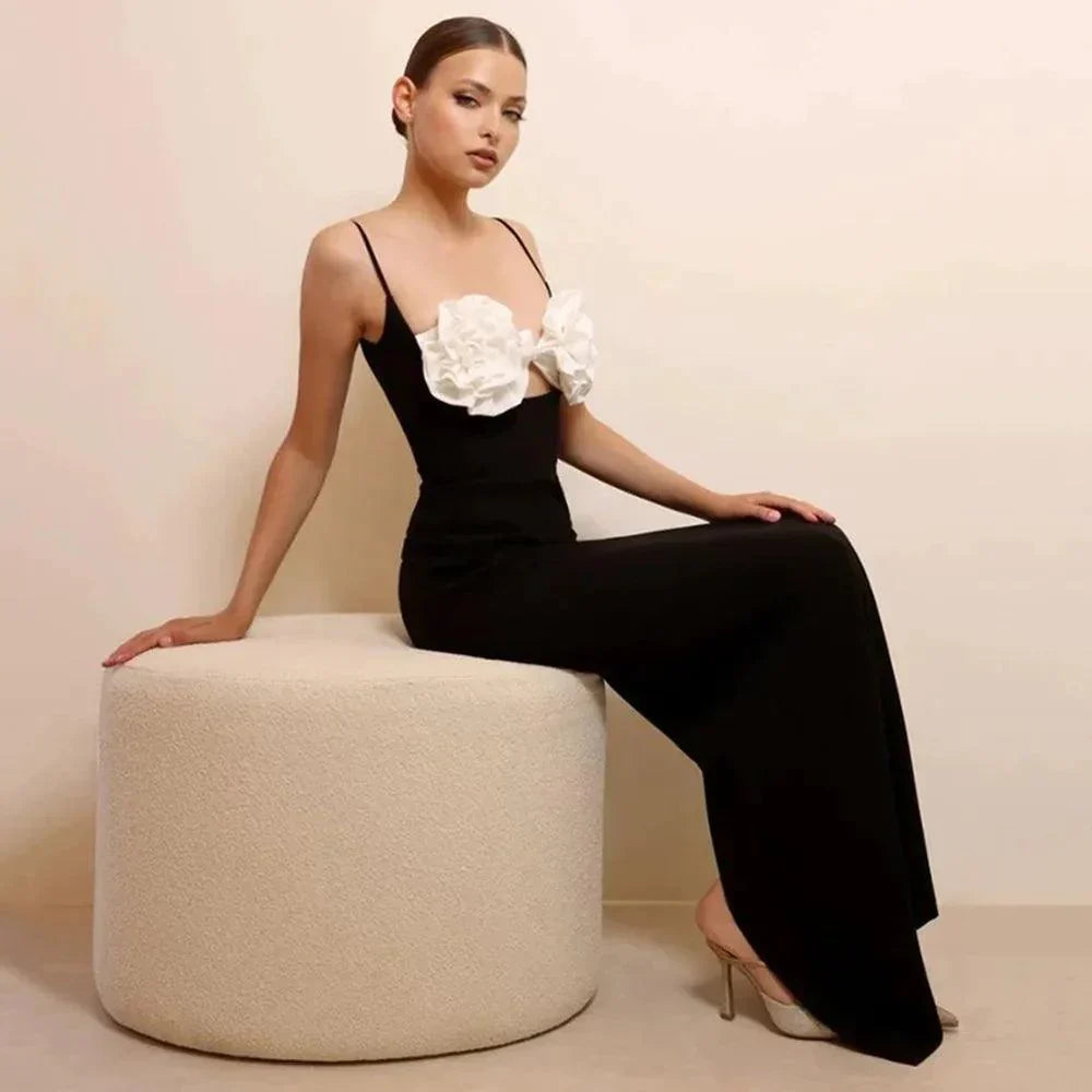 3D Rosette Bust Spaghetti Strap Bodycon Dress 8