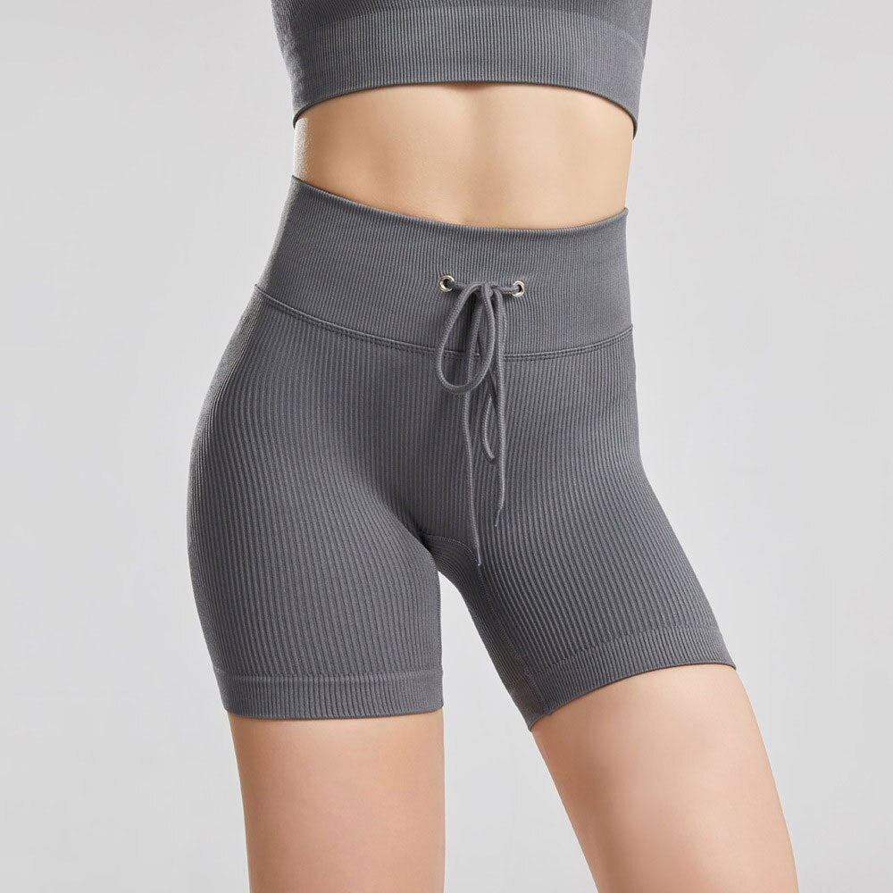 KittenAlarm - Mojoyce Ribbed Yoga Pants Women Seamless Push Up Sport Leggings Fitness Pants Tights Gym Workout Drawstring Scrunch Legging