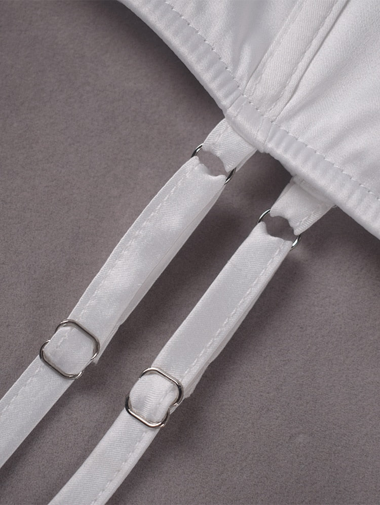 Siobhan Satin Corset Dress with Rhinestones - Fashionpara