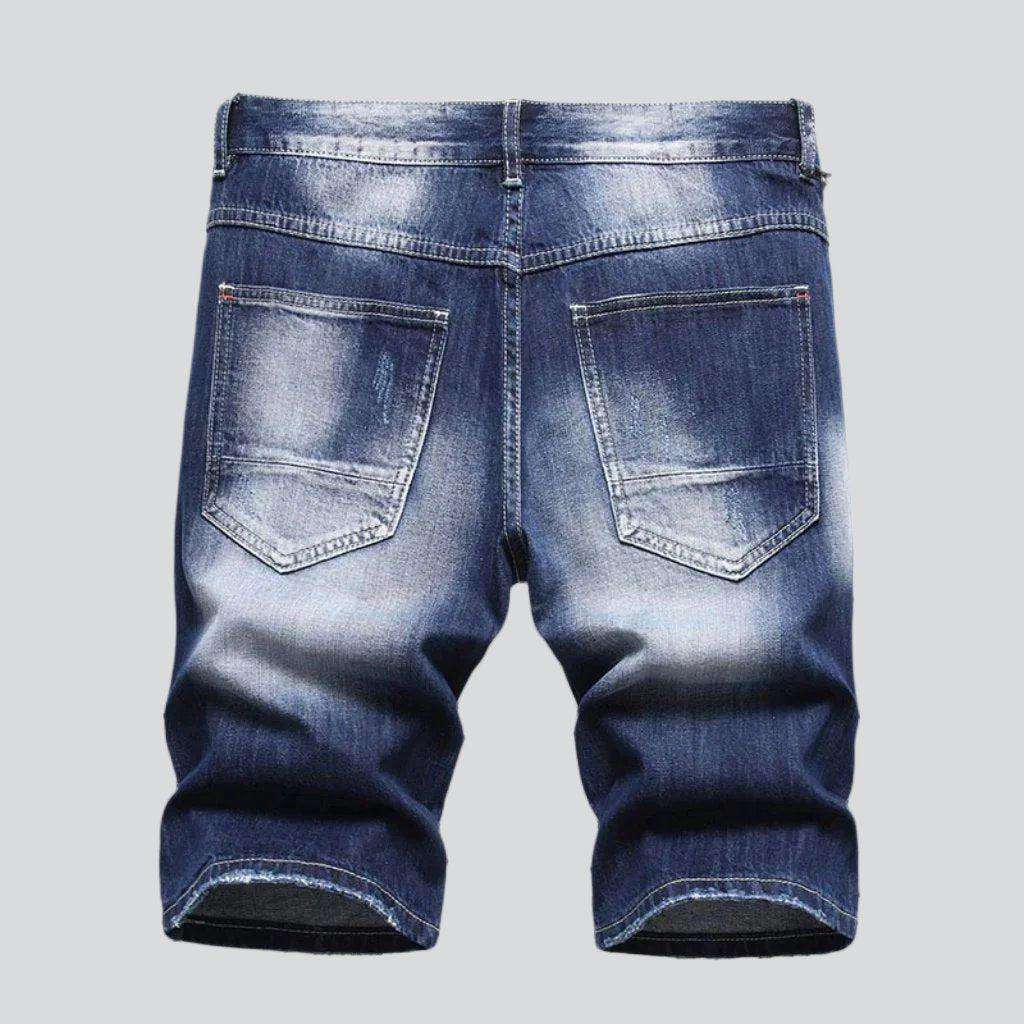 Whiskered ripped men's denim shorts - Fashionpara