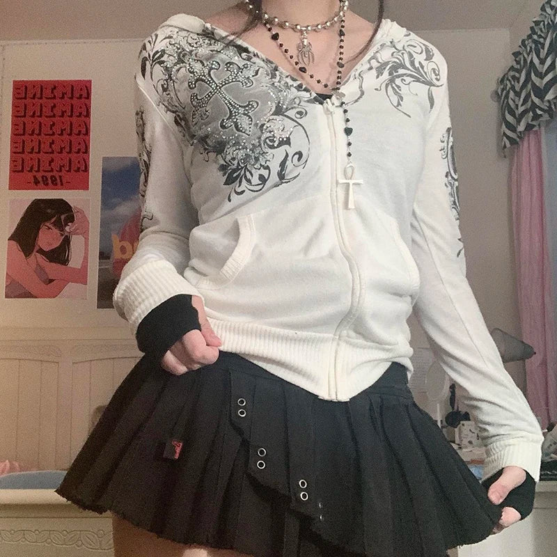 Dark Rhinestone Zip Jacket