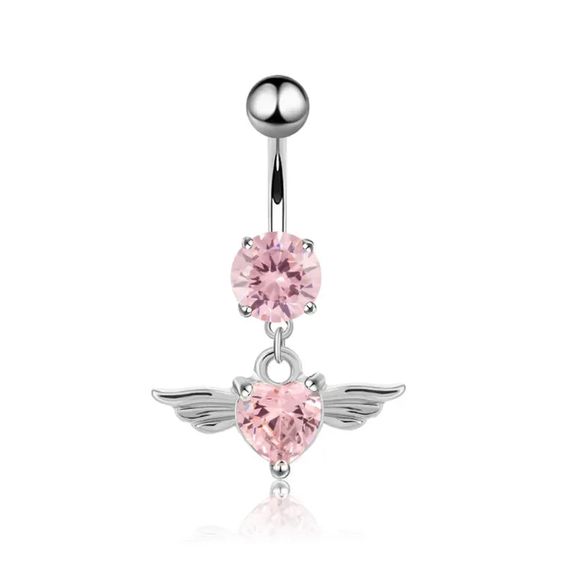 Heavenly Feathers Rose Dark Belly Ring