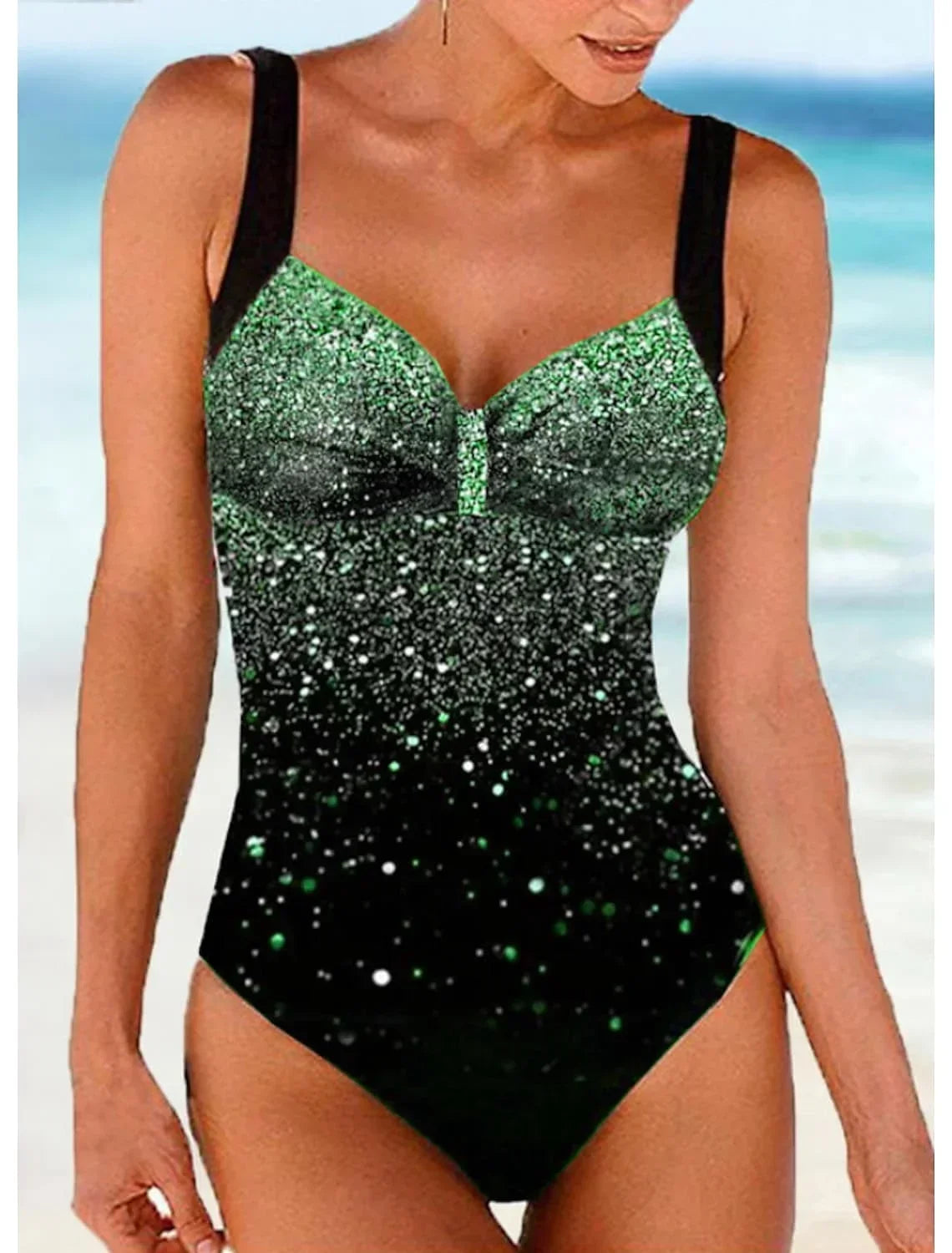 Glitter Halter Printed One Piece Set