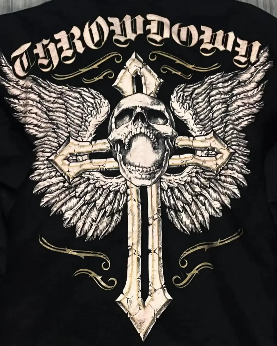 Distress Vintage Gothic Skull Hoodie