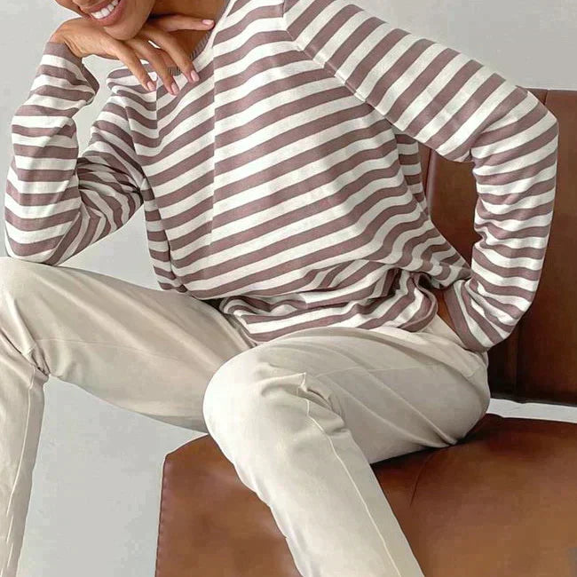 Striped Crew Neck Long Sleeve Top 8