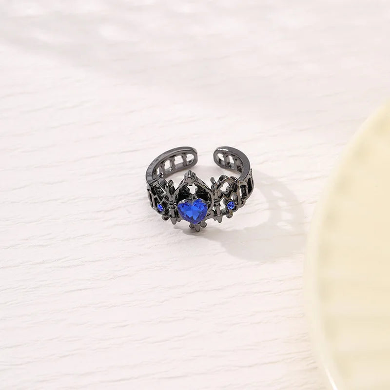 Kpop Y2K Crystal Heart Changeable Gothic Ring