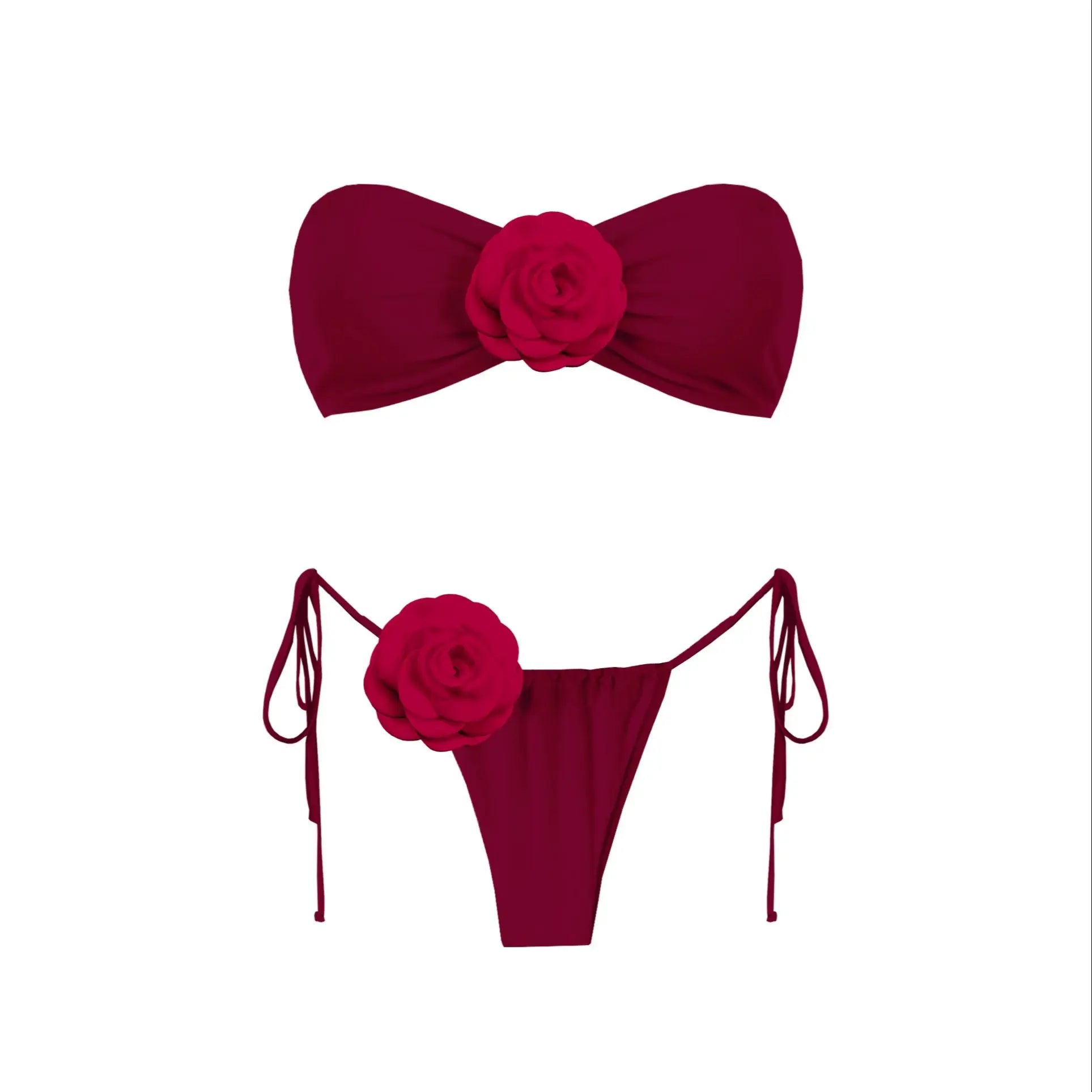 3D Flower Bandage Bikini Set