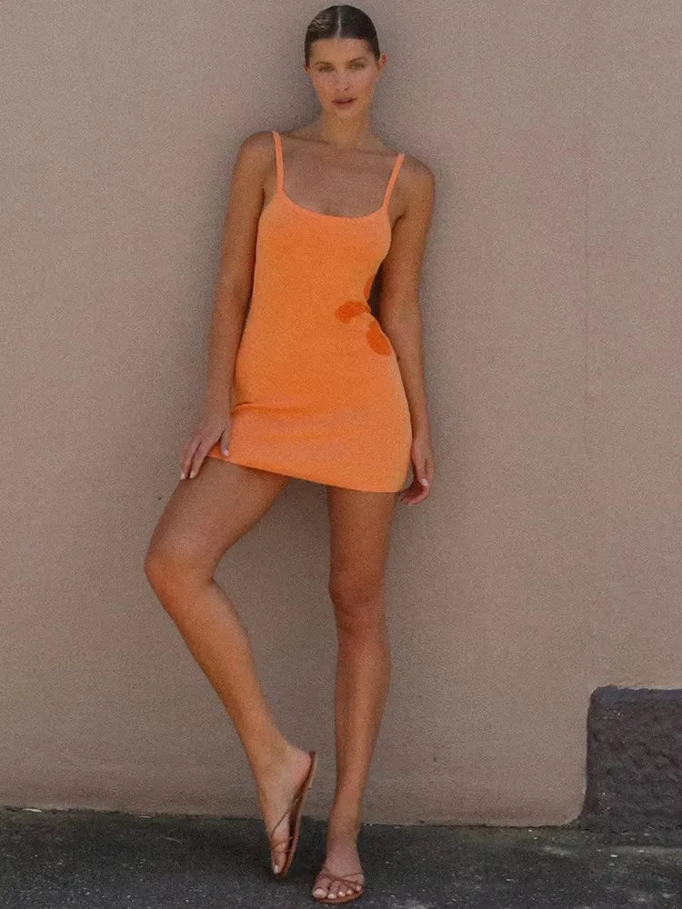 Knit Scoop-Neck Strappy Cut-Out Bodycon Mini Dress