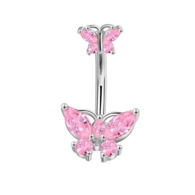 Heavenly Feathers Rose Dark Belly Ring