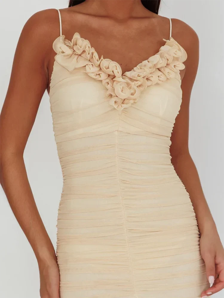 Two Layer Mesh Spaghetti Strap Backless Long Dress - View 6
