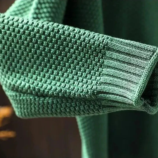 Mock Neck Long Sleeve Chunky Knit Sweater 9